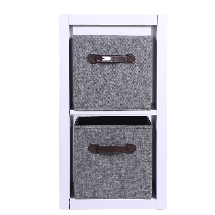 2-tier Wooden White Bedroom MDF Shelf Cube Storage Cabinet Case With Door